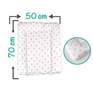 Elyaf Dolgulu Alt Değiştirme Minderi Puantiyeli Pembe (50x70cm)