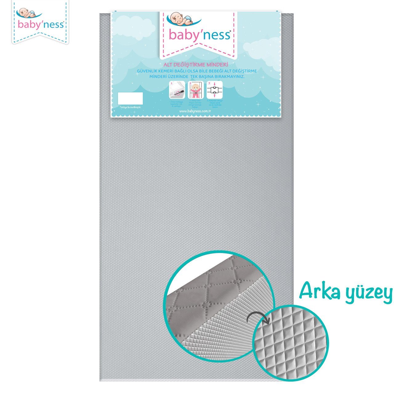 baby'ness Kapitone Alt Değiştirme Minderi — Gri — 6. görünüm