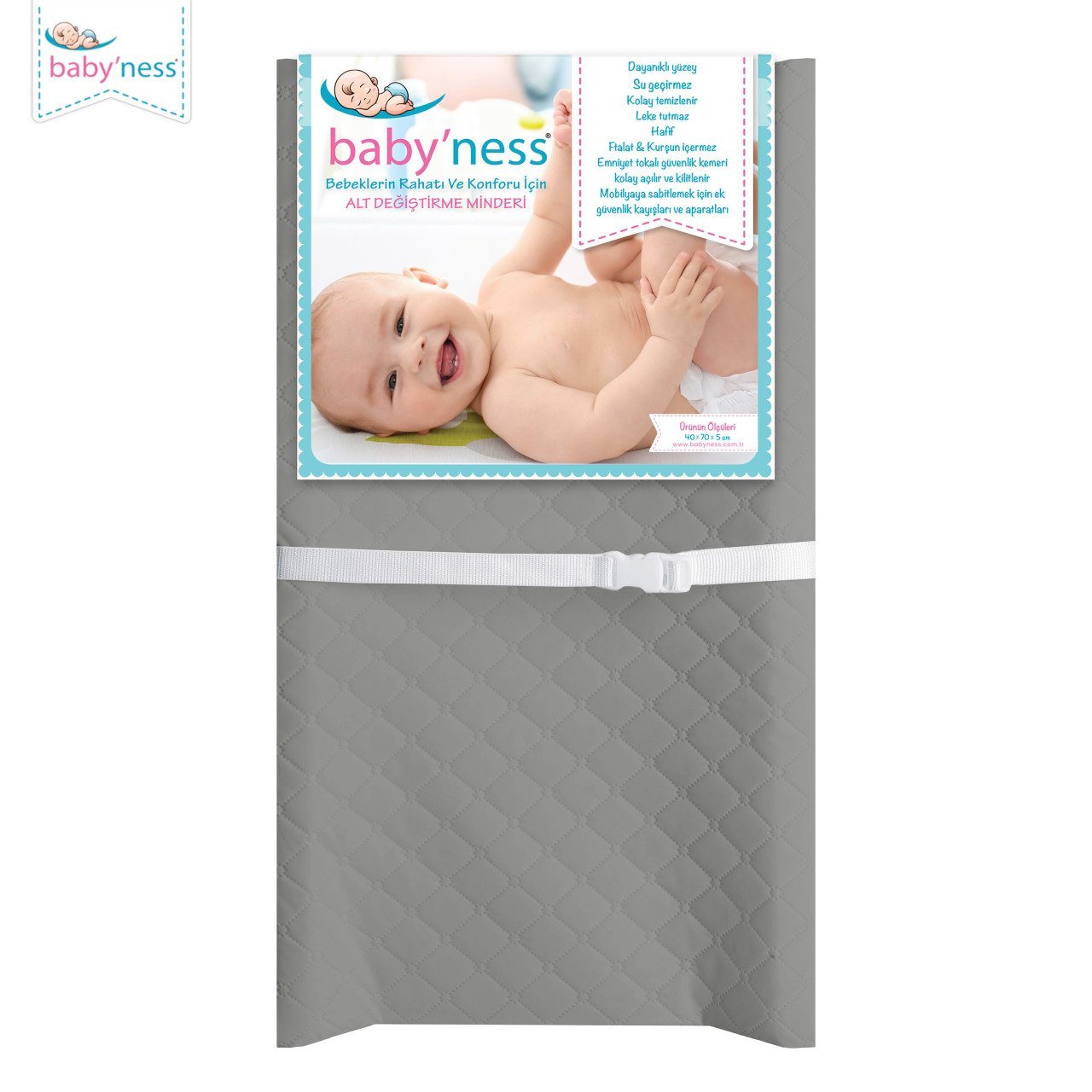 baby'ness Quilted Changing Mat — Grey