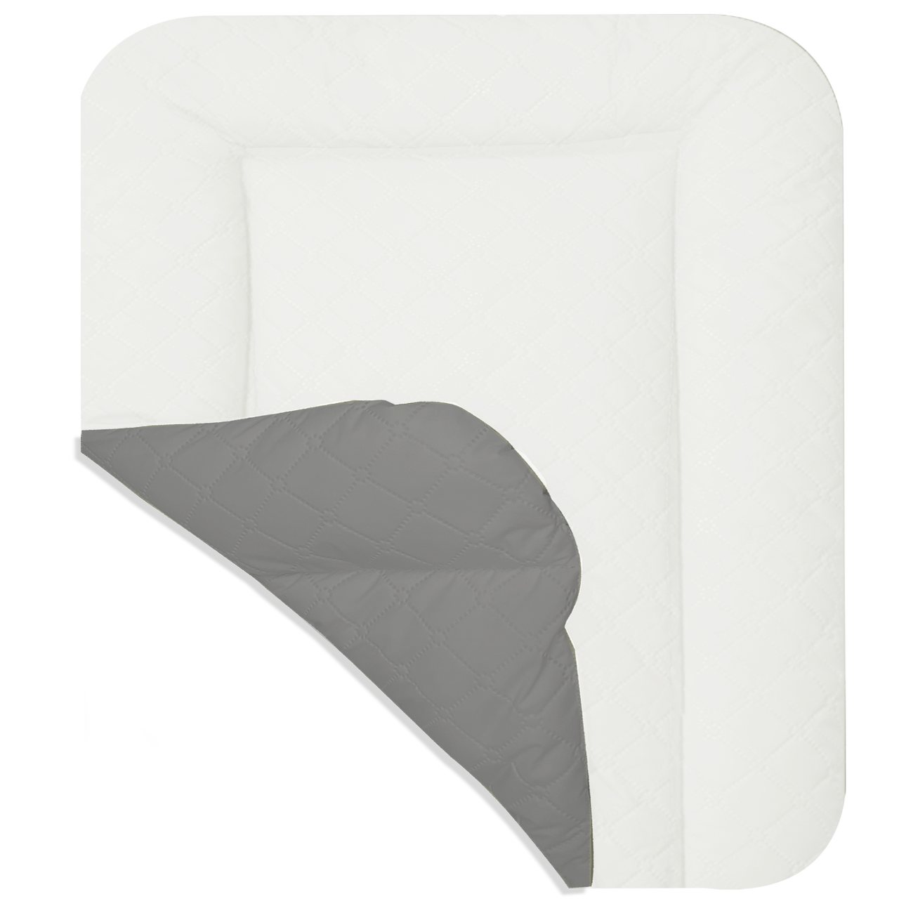 baby'ness reversible Quilted Changing Mat — white and grey