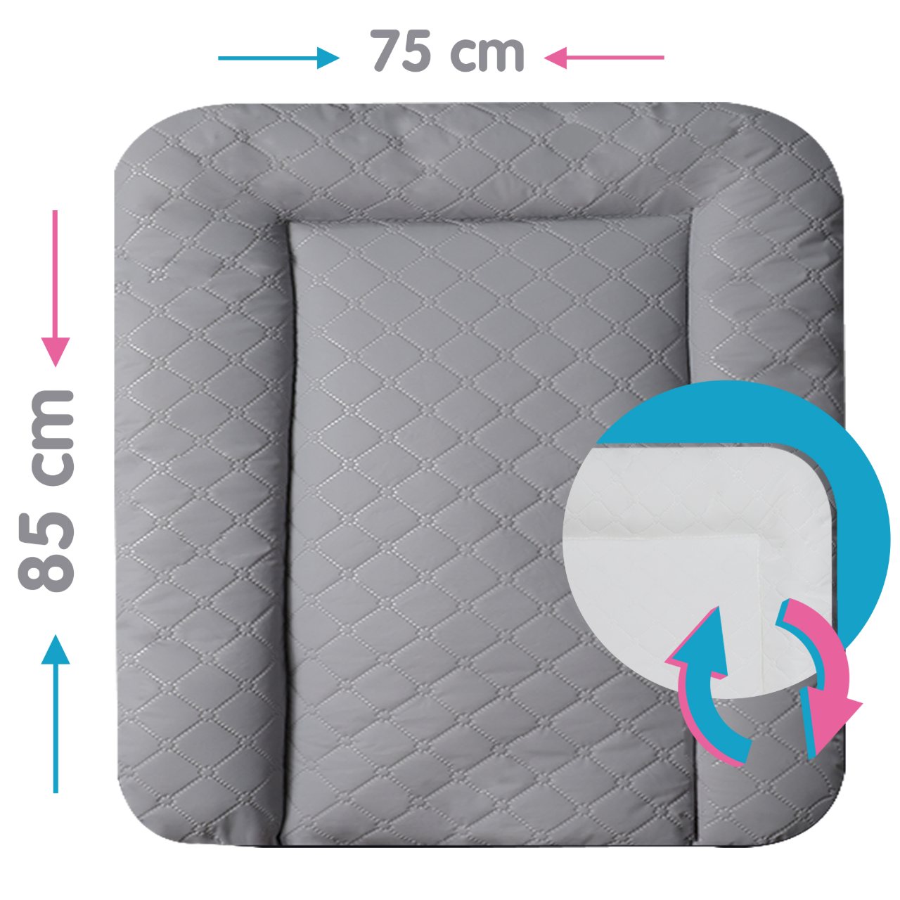 baby'ness reversible Quilted Changing Mat — white and grey — view 7