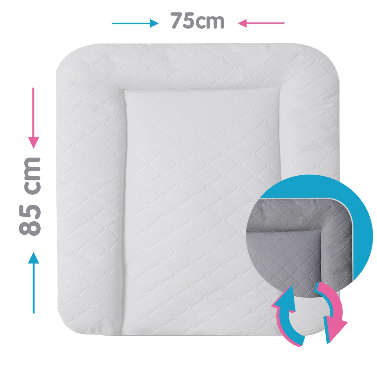 baby'ness reversible Quilted Changing Mat — white and grey — view 8