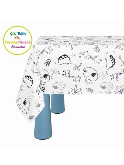 baby'ness colour-in tablecloth — Animal Kingdom pattern