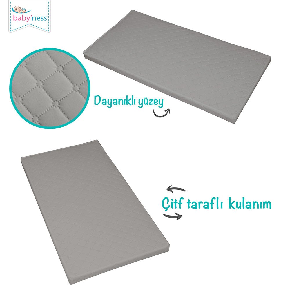 Playpen mattress reversible use and hard-wearing surface