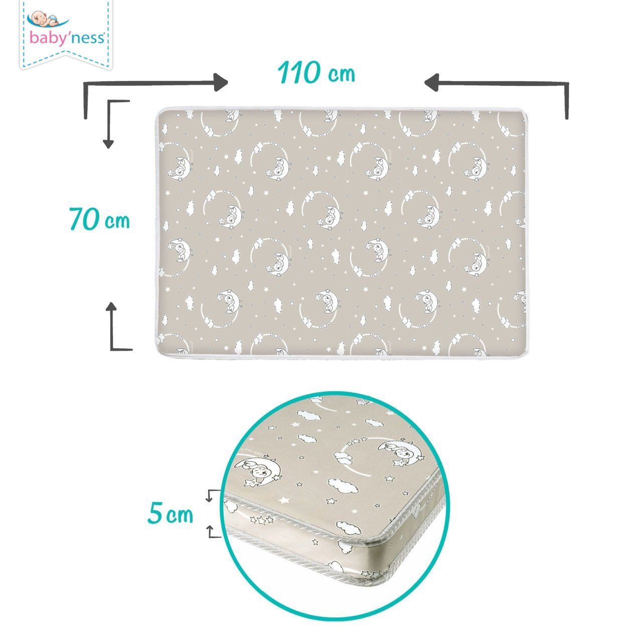 baby'ness Playpen Mattress — Aydede Beige — view 6
