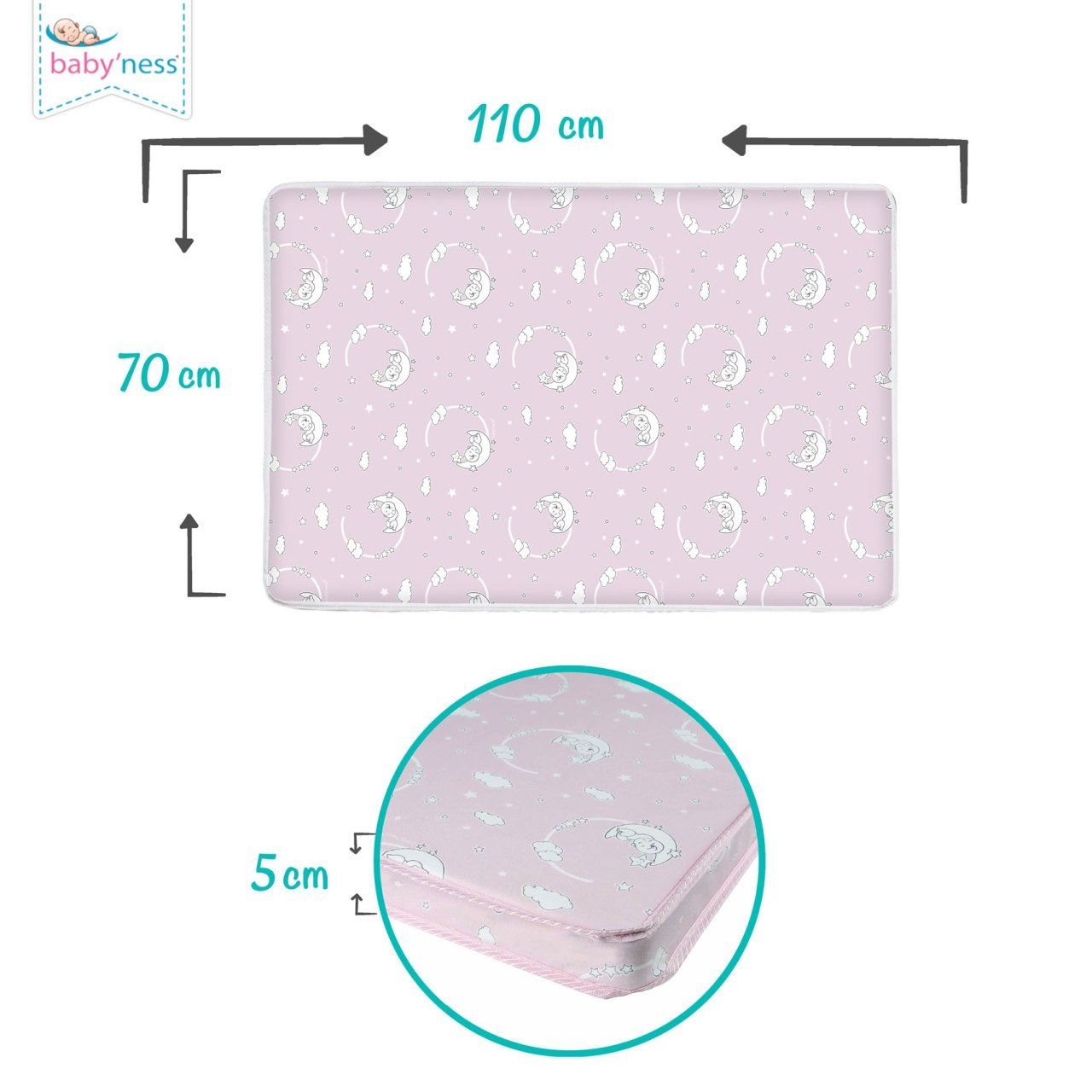 baby'ness Playpen Mattress — Aydede Pink — view 5